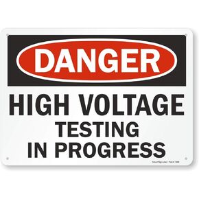 SmartSign "Danger - High Voltage, Testing In Progress" Sign | 10" x 14" Aluminum