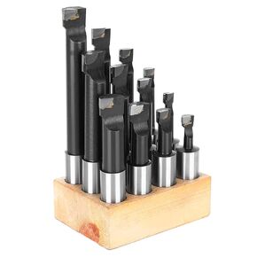 Boring Bar, High Speed Steel Boring Bars for Metal Lathe, 12Pcs Boring Bar Set 3/4in F1 Type CNC Lathe Tool Holding with Base