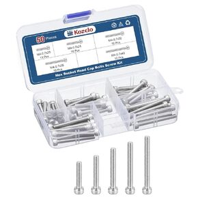 50pcs M4 Socket Head Cap Screws Bolts Nuts Assortment Kit - [M4x20/25/30/35/40mm] 304 Stainless Steel Allen Socket Drive for 3D Printer