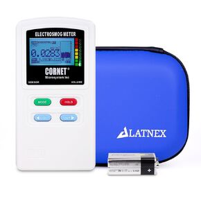 LATNEX Case and Cornet ED98QPro5G (0.1-8GHz) - High Performance Electrosmog Meter Quad-Mode: EMF/RF, Low Frequency Magnetic (Gauss), LF Electric Fields, and Light Flicker [2024 Release] (Blue)