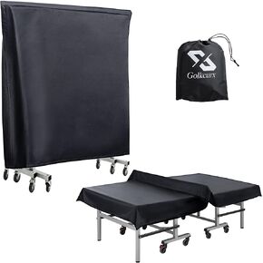 Golkcurx Ping Pong Table Cover,Table Tennis Cover Waterproof Sunproof Indoor & Outdoor Fits Universal 9x5 FT Tables (Black) (Outdoor)