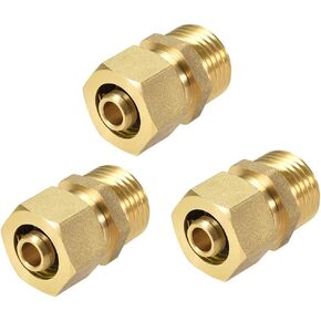 uxcell Brass Compression Tube Fitting Connector Adapter 14mm Tube OD X 1/2 G Male Gold Tone 3pcs