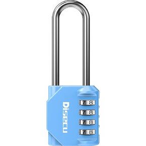 1 Pack disecu 2.6 Inch Long Shackle Combination Lock, 4 Digit Outdoor Waterproof Padlock for School Locker, Gym Locker, Storage Unit, Gate, Fence, Toolbox (Azury)