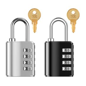 2 Pack Combination Padlock, Gate Lock with Key, 4 Digit Zinc Alloy Combination Lock with 10000 Combinations, Weatherproof Code Locks Outdoor for School, Gym Locker, Employee Locker, Shed, Fence
