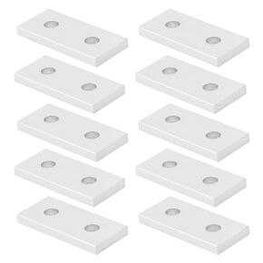 Flat Straight Brace Joining Plate 10Pcs, 2 Holes Aluminum Shelf Support Bracket Joining Plate for Wood Metal Furniture Shelf Cupboard Windows, Flat Reinforcement Vertical Connector (2020)