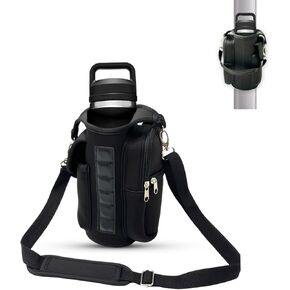 Magnetic Water Bottle Holder with Strap fits 18-46oz, 6 Built-in Magnets Gym Bag Attach to Fitness Equipment, Water Bottle Carrier with Phone Pockets, Magnetic Gym Bag, Gyms Essential