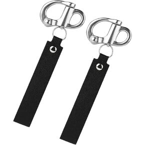 2pcs Firefighter Quick Release Shackle with Leather Handle Lanyard, SCBA Mask Quick Release Clip Stainless Steel Snap Shackle Quick Release Shackle Lanyard Firefighter Accessories