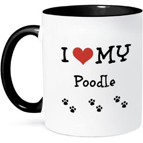 3dRose I Love My-Poodle Two Tone Mug, 11 oz, Black