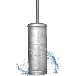 Autumn Alley Rustic Toilet Bowl Brush and Holder, Farmhouse Bathroom Toilet Brush for Farmhouse Bathroom Standing Rustic Toilet Bowl Brush with Holder, Rustic Bathroom Accessory Sets, Galvanized