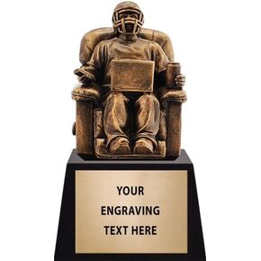Crown Awards 8" Fantasy Football Quarterback Armchair Stud Trophy, Football Sculpture Award with Personalization Prime