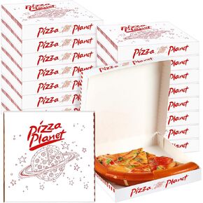 48 Pcs Mini Pizza Planet Pizza Boxes 6.3 Inch Mini Pizza Boxes for Inspired Story Party Favor Pizza Planet Decorations for Story Party Pizza Planet Party Decorations