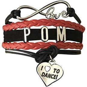 Sportybella Pom Charm Bracelet- Infinity Love Adjustable Pom Dance Jewelry