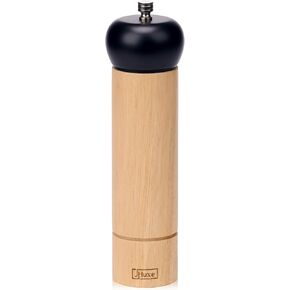Stylish Wooden Pepper Mill, 8 inch / 22 cm Wood Pepper Grinder, Refillable Peppercorn Crusher for Kitchen, Adjustable Coarseness Manual Peppermill with Steel Grinders, SE1