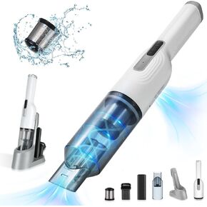Hand Vacuum, Advanced Clean Cordless Handheld Vacuum, Compact Home and Car Vacuum with Crevice Tool, Lightweight & Portable, 11000Pa, One-Touch Empty for Car & Home,Mattress, White