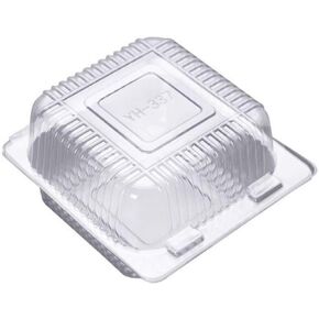 Leoyoubei Hinged Plastic Clear Food Container with Lids,Square Clamshell Food Containers,To Go,Salad,Fruit burgers,sandwich, cookies Take-out container Takeout Tray (50, Square 4x4inch)