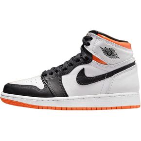 Nike Youth Air Jordan 1 Retro High OG GS Electro Orange, White/Electro Orange/Black, 5Y
