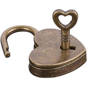 Lock Antique Brass Padlock with Key, Mini Bronze Vintage Heart Shape Anti-Theft Mini Padlock, Metal Heart Shaped Padlock Archaize Style, Travel Suitcase Luggage, Keyed Padlocks, Padlocks and Hasps