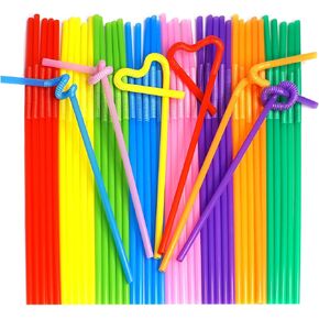 100PCS Straws Plastic Disposable Straws Bendable Colorful Drinking Long Straws12.8" Home Use Milk Juice Drinks Party Decorations