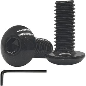 20pcs m5x12mm زر المراوغات رأس البراغي ، 304 الفولاذ المقاوم للصدأ ، مطلي بالزنك الأسود ، ملولب بالكامل ، مع وجع سداسي 3 مم in Kuwait