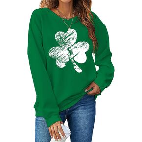 St Patricks Day Sweatshirt Women Shamrock Shirt Long Sleeve Irish Clover Sweater Casual Pullover Tops in Kuwait