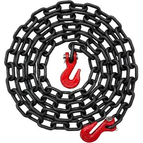 1/4" X 10' Grade 80 Transport Binder Chain - 3500LB WLL - Clevis Grab Hook, Tie-Down, Towing