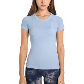 altiland Seamless Workout T Shirts for Women, Breathable Short Sleeve Yoga Tops, Athletic Gym Shirts