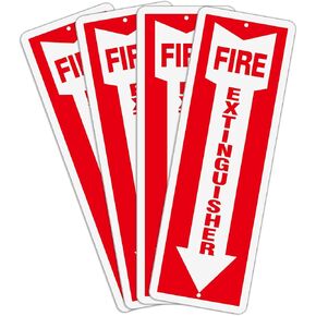 Fire Extinguisher Sign-4 Pack, 12"x4" Heavy-Duty Aluminum Fire Extinguisher Safety Sign With Arrow, Weather, Scratch, Water and Fade Resistance- Ideal for Business, Home and Outdoor