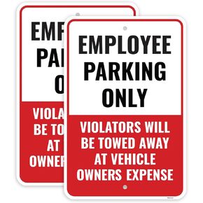 2PC Employee Parking Sign, 18 x 12 Inches - Aluminum - Staff Parking Only Sign