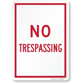 SmartSign No Trespassing Sign - 10" x 14", Rustproof 40 mil Laminated Aluminum, Red/White, Durable Metal Sign for Outdoors, USA-Made, 100-Years of Sign Expertise