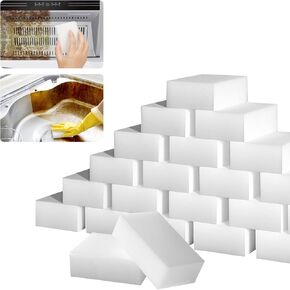100Pack Magic Sponge Eraser, Large Melamine Foam Sponge in Bulk, Multi-Functional Cleaning Sponges Scrubber Pads, Household Cleaner for Kitchen, Oven, Bathroom, Bathtub, Sink, Wall, Shoes