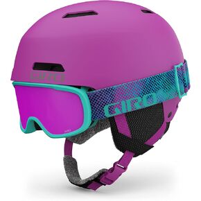 Giro Crue Combo Pack Kids Ski Helmet - Snowboarding Helmet with Matching Goggles for Youth, Boys & Girls Matte Berry S 52-55.5cm