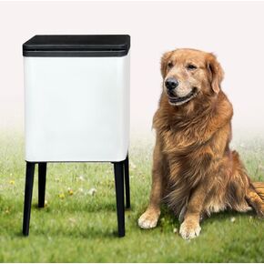 Dog Poop Trash Can Outside,Tall high Legs 4 Gallon stainess Steel Dog Waste Press Trash Can with Lid,Include Inner Bucket and Universal Wheels,Backyard,Patio,Garage, Outdoors,Garbage Can
