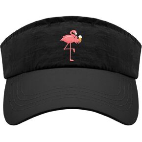 Flamingo Beer Drinking Funny Cap Visor Hat for Adult Golf Caps Uv Protection Running Caps, One Size-Medium, Allblack