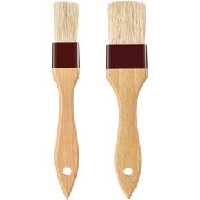 Pastry Brush-Basting Brush for Cooking,2 Pc Boar Bristles Food Brush for BBQ,Beech Wooden Handle Butter Brush for Baking/Spreading Marinade/Sauce/Oil/Egg/Kitchen Brushes for Cooking(1 &1 1/2 inch)