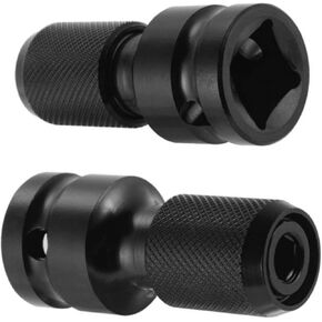 2 Pcs Drill Socket Adapter 1/2 inch Square Drive to 1/4 Inch Hex Shank Socket Adapter Impact Wrench Adapter Quick Release Chuck Converter for Impact Ratchet Wrench and Screwdriver Bit Holding Socket