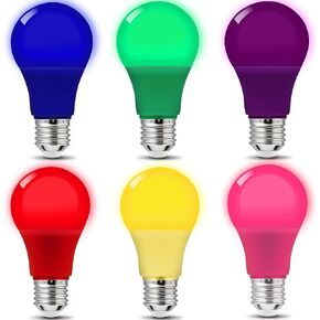 مصابيح الضوء الملونة LED 9WATTS (ما يعادلها 60 واط) ، قاعدة E26 غير قابلة للاحتفال لزفاف عيد ميلاد عيد الميلاد ديكور ، 6 حزم