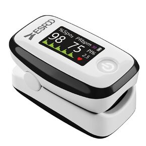 ESPOO Pulse Oximeter Fingertip 4 Color TFT Display with 20 Memory, Blood Oxygen Saturation Monitor(SPO2) (White&Black)