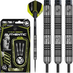 Winmau Michael Van Gerwen MvG Authentic Tungsten Steeltip Darts Set 22g with Prism Flights and Shafts (Stems)