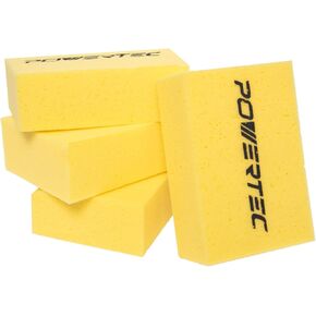 POWERTEC Large Square Grout Sponge – Professional Tile Grout Removal Cleaning Sponge – Heavy-Duty Absorbent Sponge, Multi-Purpose Cleaning Tool for Floors, Kitchen, and Bathroom – 4PK (72106)