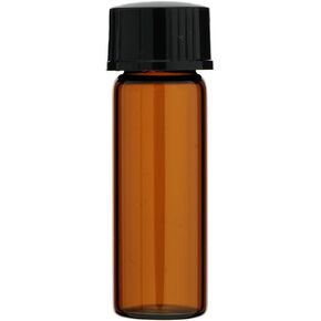 24-PACK MADE IN USA 2 DRAM 1/4 oz 8ml AMBER GLASS VIALS WITH BLACK SCREW-ON CAPS (Oils Perfume Gold Prospecting Hobby Craft)