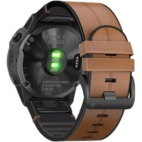 Leather with Silicone Watch Band for Garmin Fenix 7 Pro Sapphire Solar/ 6 Pro/ 5 Plus pix Pro 47mm/ Instinct 2/ Approach S62/ S70 47mm Band Strap Bracelet 22mm Quick Fit Watchband Wristband…