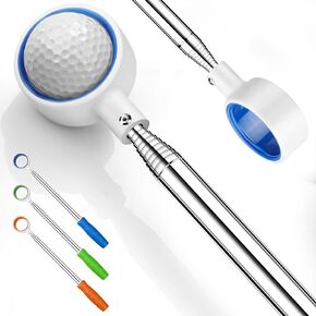 prowithlin Golf Ball Retriever, 12ft Unbreakable Head Golf Ball Retriever Telescopic, Rubber Loop - Two-Sided Easy Pick Up Balls Premium Stainless Steel Ball Retriever Tool Accessories