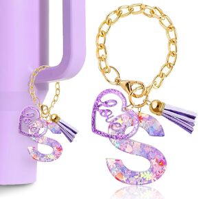 Letter Charm Accessories for Stanley Cup, Cute Initial Letter Keychain Handle Charm with Love for Stanley Tumbler