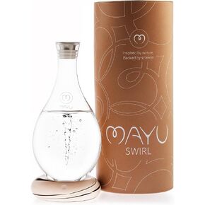 Mayu Dwirl المهيكلة carafe - مبتكرة تقنية دوامة يدوي يدوي. مرشح ما بعد التناضح العكسي مرشح تهوية موزع المياه 1.5 لتر | 51 أوقية تصميم إبريق زجاجي (قاعدة الأرض)