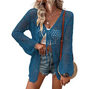 AI'MAGE Womens Kimono Beach Cover Up Crochet Swimsuit Coverups Summer Loose Knit Cardigans Causal Blouse Tops Swimwear S-XXL