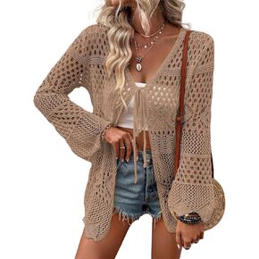 AI'MAGE Womens Kimono Beach Cover Up Crochet Swimsuit Coverups Summer Loose Knit Cardigans Causal Blouse Tops Swimwear S-XXL in Kuwait