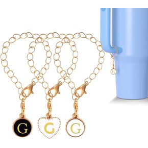 Letter Charm Accessories for Stanley Cup, 3Pcs Initial Name ID Personalized Handle Charms for Stanleys/Simple Modern Tumbler Identification, Applied to Schoolbag Zippers, Purses, Bracelet, Keychain
