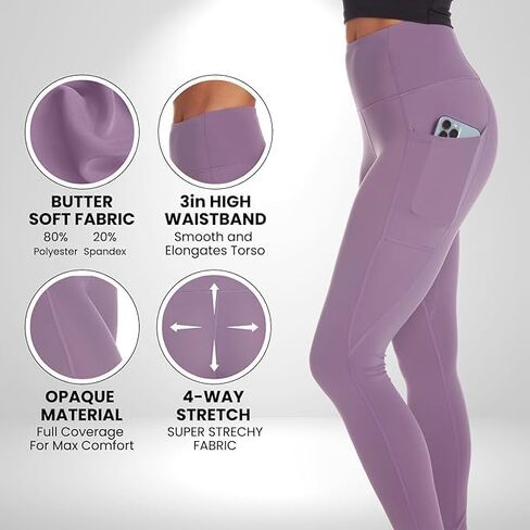 سروال ضيق ناعم عالي الخصر من Zippy للنساء - 28 بوصة - سروال يوجا للتمرين مع جيوب in Kuwait