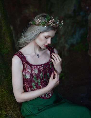 Scarlet Darkness Corset Tops For Women Renaissance Lace Up Floral Overbust Boned Bustier Bodice in Saudi Arabia