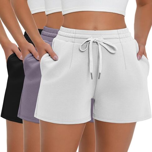 شورتات العرق النسائية NER 3 Pack ، شورتات تجريبية شورتات شورتات رياضية صيفية غير رسمية مع جيوب in Kuwait